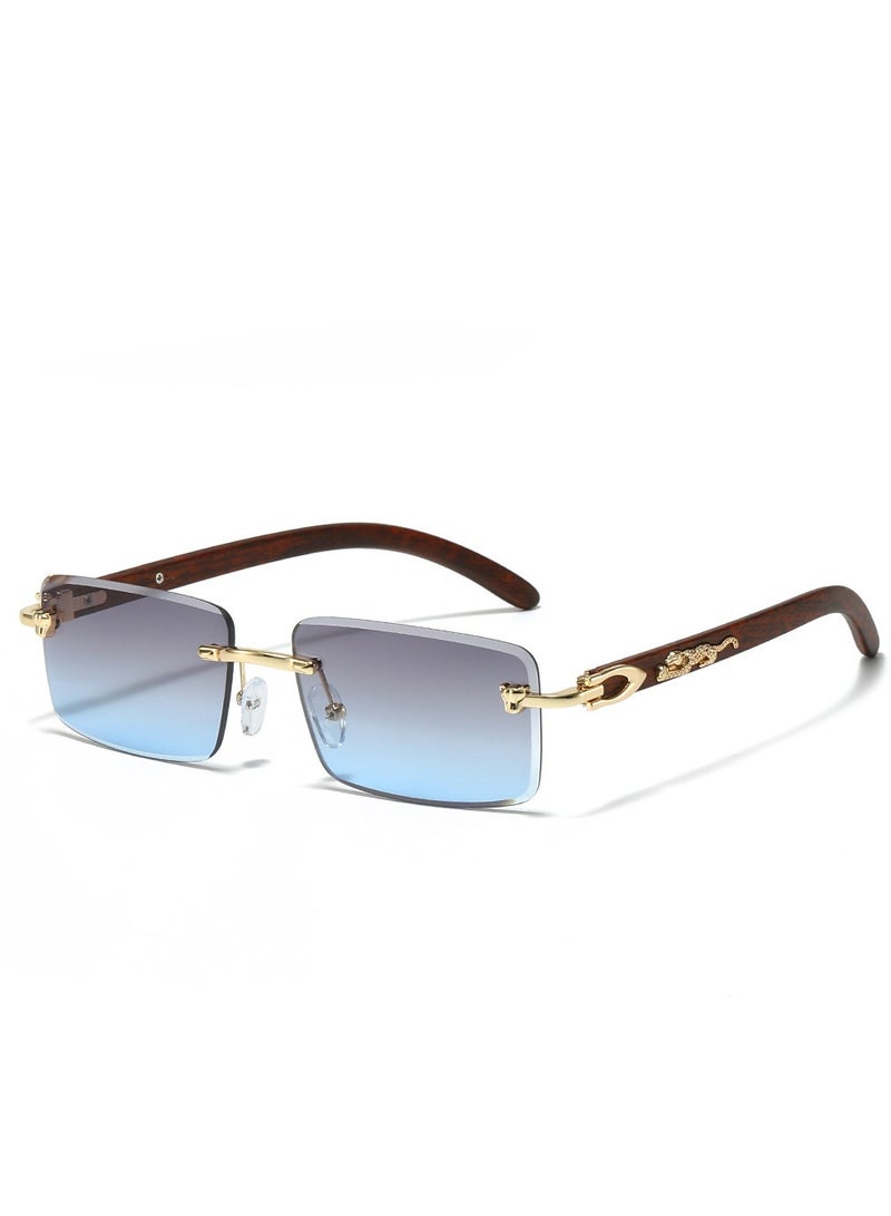 Rectangle Fashion Rimless Sunglasses for Women Men Gangster 90s Frameless Shades Retro Vintage Trendy - Image 1